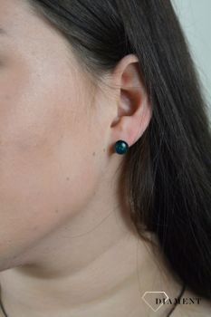 Srebrne kolczyki szkło weneckie 'Morska zieleń' Murano 42. Klasyczna biżuteria pięknie mieniąca się zielenią oraz błękitem przy każdym ruchu (2).JPG